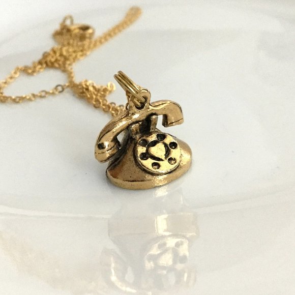 Miniature Rotary Telephone Dial Phone Charm Gift Necklace - Picture 5 of 6